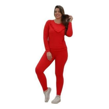 Imagem de Conjunto Feminino Moletom Malha Crepe Roupa Feminina Inverno - DONNA M