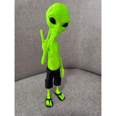 Imagem de Boneco Et Alienígena Extraterrestre Bermuda Chinelo 20cm - FLEX3D