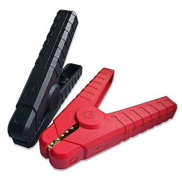 Imagem de Grampos de cabo de jumper de bateria de carro clipes jacaré isolados de latão preto e vermelho clipes de teste elétricos carregados por mola de metal 200A para carro automotivo barco (lkelyonewy)