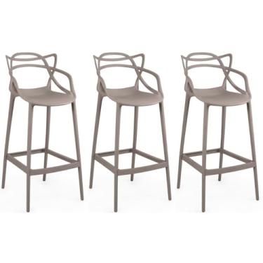 Imagem de Kit 3 Banqueta Alta Allegra com Encosto Design Cozinha/bancada - Fendi