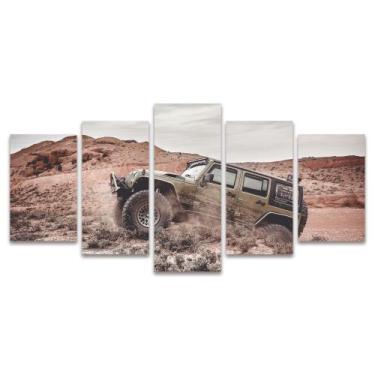 Imagem de Quadro Mosaico Decorativo Jeep Carro Rali Deserto Verde - Deliquadros