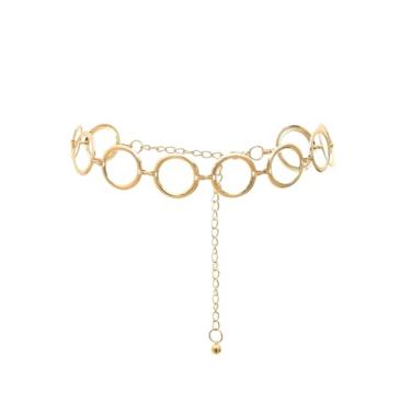 Imagem de GORGLITTER Cinto feminino concho ocidental com elos anéis, cintos metálicos, correntes elegantes para o corpo, One-Size, poliéster, Sem Pedra Preciosa