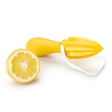 Imagem de Tovolo Espremedor de frutas cítricas com coletor de sementes, branco e amarelo – espremedor ergonômico portátil para limões, limões, laranjas, livre de BPA, lavável na lava-louças