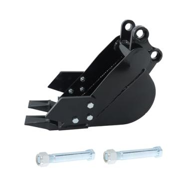 Imagem de Silscvtt Mini balde de escavadeira, balde de escavação estreito de 200 mm, acessório de vala de 20 cm com dentes de metal, substituição para mini escavadeiras