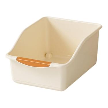 Imagem de YWJLQH Organizador de armário de cozinha com rodas, recipiente multifuncional, caixa de armazenamento para, despensa, armário de quarto, Low Cream Yellow L