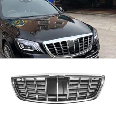 Imagem de Grade de para-choque de carro tiras decorativas kit de corpo grade de corrida grade de para-choque dianteiro para S-Class W222 2014-2022 Exterior (prata)