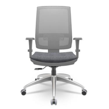 Imagem de Cadeira Brizza Diretor Grafite Tela Cinza Assento Concept Granito Base