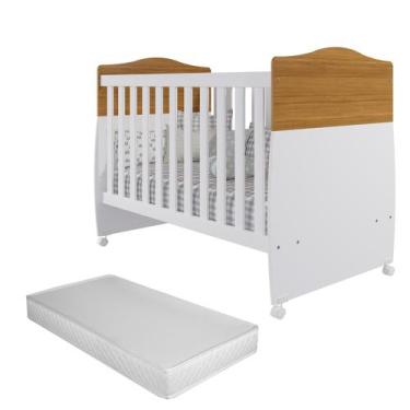 Imagem de Berço Cama Conforto Quarto Bebê 100% Mdf Vira Cama Rodízios Proteção C