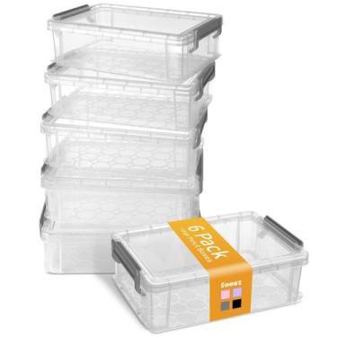 Imagem de Caixa de lápis Sooez Extra Large Plastic, pacote com 6 unidades, cinza