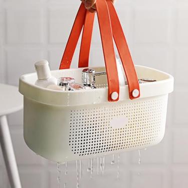 Imagem de aqxreight Cesta de Chuveiro de Armazenamento de Plástico Com Alça de Grande Capacidade de Higiene Pessoal para Necessidades de Drenagem do Banheiro. Effe Storage Storage Basquete Basquete de de