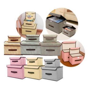 Imagem de Cesto Organizador Rígido Para Armário e Closet com 2 Unidades Tecido R