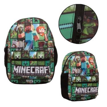 Imagem de Mochila Infantil Masculina De Costas Minecraft Juvenil Verde - TOYS 2U