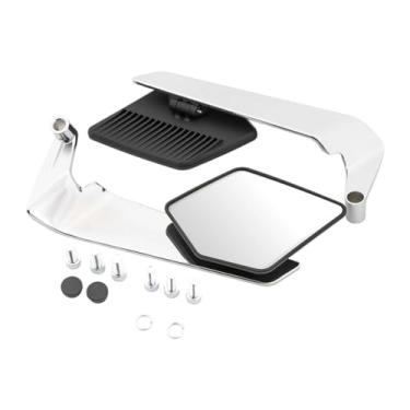 Imagem de KiBcsLic Espelhos retrovisores de motocicleta genéricos ajustáveis ​​com parafusos M8 M10 Espelho lateral de asa de vento, Prata