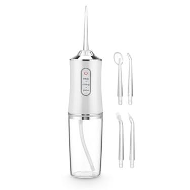 Imagem de Irrigador Oral Portátil com 4 Pontas, Recarregável USB Higienizador Bivolt, Elétrico com 3 Modos, Reservatório de 230ML, Jato de Água Supersônico para Limpeza Profunda de Dentes, Gengivas e Aparelho Ortodôntico