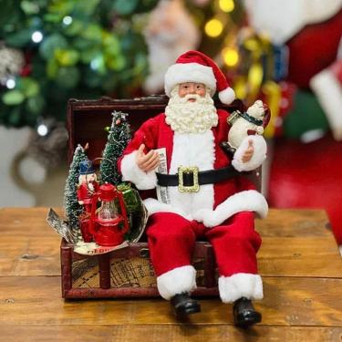 Imagem de Papai Noel Sentado No Bau 28 Cm - Magizi