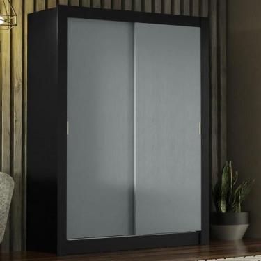 Imagem de Guarda-roupa Solteiro 2 Portas Preto/Cinza Preto/Cinza - MADESA