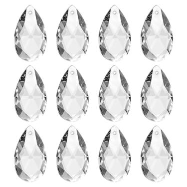 Imagem de PATIKIL Pingentes de cristal K9, contas de gota, pacote com 12 peças de prismas de lustre de 28 mm, contas penduradas, lâmpada faça você mesmo para decoração de artesanato, transparente