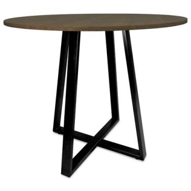 Imagem de Mesa De Jantar Para Cozinha Em aço Estilo Industrial Gizé Tampo Redond