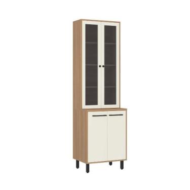 Imagem de Cristaleira Havana - 220cm 4 Portas Vidro Fume - Casamia, Rovere/Champ