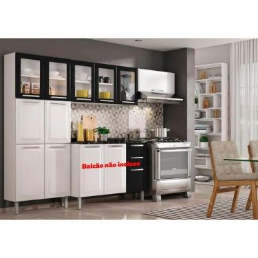 Imagem de Cozinha Completa Branca E Preta Em Aço 3 Peças Com Vidro