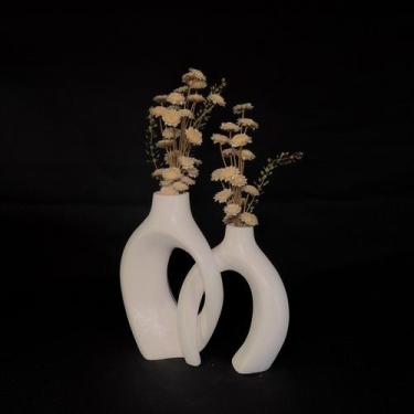 Imagem de Arranjo de Flores Sempre-Vivas Naturais em Vaso Decorativo DUPLO, Bran