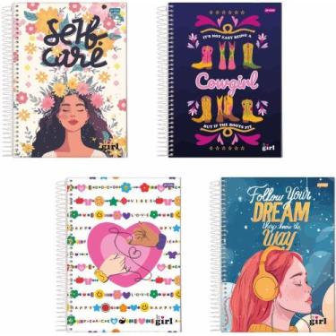 Imagem de Caderno 10X1 Capa Dura IT GIRL 200 Folhas Pacote com 04 - Jandaia