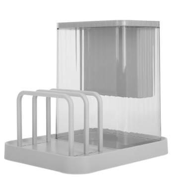 Imagem de Luxshiny Organizador De Cozinha - 3 Em 1 Para Economizar Espaço E Guardar Facas Tábuas De Corte E Utensílios Na Bancada | Escorredor De Pratos Com Drenagem | Design Moderno Cinza (20X19X16