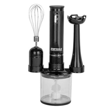 Imagem de Kit Mixer 3 em 1, 220V, Processador, Batedor e Liquidificador, Copo 700ml, 200W Preto - Branco Para Sucos, Massas