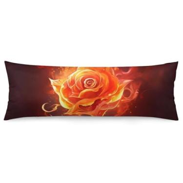 Imagem de Capa de travesseiro de corpo rosa chama, ultramacia, respirável, capa de almofada de corpo longo com zíper, decorativa, fronhas para sofá de quarto, 51 x 137 cm