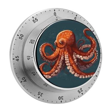 Imagem de Cronômetro de cozinha de polvo animal magnético de aço inoxidável com alarme para forno de cozinha