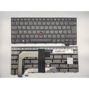 Imagem de Teclado de layout latino espanhol de substituição para laptop Lenovo ThinkPad T460s T470s (não serve para laptop T460 T460p T470 T470p) (com ponteiro de moldura/sem luz de fundo)