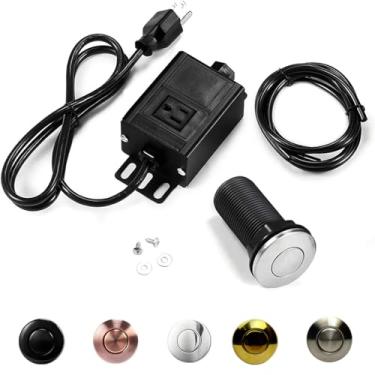 Imagem de Home And Beyond Store Botão Interruptor Liga/Desliga Para Triturador De Lixo Cozinha Níquel Escovado Com Tomada Única 2,5" Fio, Kit Ar Aço Inoxidável, Parte Superior Da Pia, Pressão Resíduos
