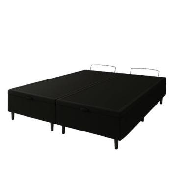 Imagem de Cama Preta material sintético Box Bau King 1,93cm Premium Blindada Sup