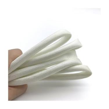 Imagem de 10M White Fiberglass Braided Sleeving (1-50mm) High Temp 600°C, Expandable Cable Wire Harness Protection, Silicone Coated(25mm)