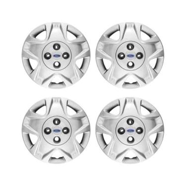 Imagem de Jogo Calota Aro 14 Fiesta Hatch Sedan 2011 2012 Emblema Prata