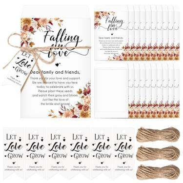 Imagem de Watersay Conjunto de 50 lembrancinhas de casamento para convidados Let Love Grow Pacotes de sementes se apaixonando pacotes autoadesivos com etiquetas de agradecimento, presentes de casamento para chá
