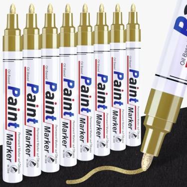 Imagem de DAPAWIN Marcadores de tinta dourada – 8 canetas à base de óleo, marcadores metálicos, marcadores permanentes para metal, cartões de Natal, plástico, vidro, pedra, marcador impermeável de secagem