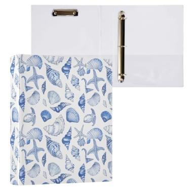 Imagem de Navy Seashells fichário com 3 anéis de 3 cm, 1 pacote com 200 folhas para crianças, material escolar, mulheres e homens, escritório