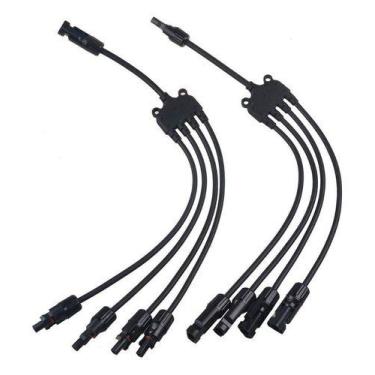 Imagem de Conector MC4 Snetec Y4 4x1 Vias 4mm 30A 1000V Painel Solar, Preto e Pr