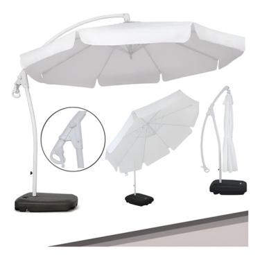 Imagem de Ombrelone Suspenso Buzios Branco 3m + Base P/ Jardim Piscina