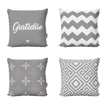 Imagem de Almofadas Geometricas Cinza Gratidão Para Quarto 40X40