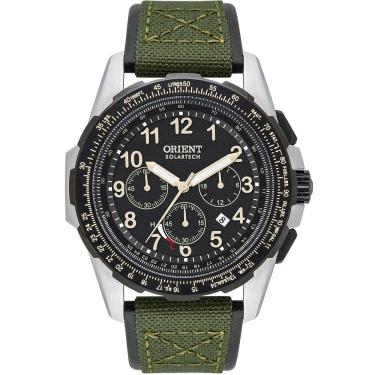Imagem de Relógio ORIENT masculino solar couro verde MBSNC007 P2EX