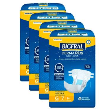 Imagem de Kit 4 Fralda Geriátrica Bigfral Noturna Tamanho G com 7 Unidades cada
