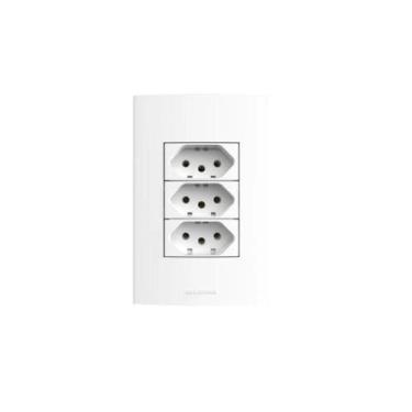 Imagem de Conjunto Tomada Tripla 10A 4x2 Branca Inova Pro Alumbra