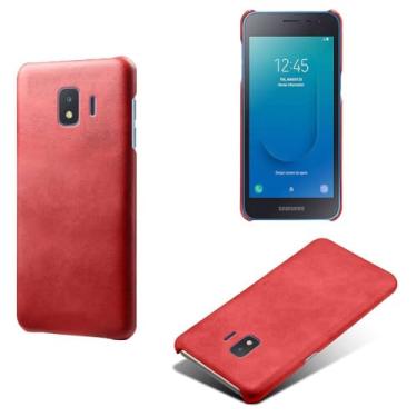 Imagem de Capa para Samsung Galaxy J2 Core,Proteção contra quedas,Casca de volta de cor sólida simples,Design de couro de imitação de plástico-Red