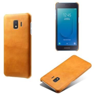 Imagem de Capa para Samsung Galaxy J2 Core,Proteção contra quedas,Casca de volta de cor sólida simples,Design de couro de imitação de plástico-Orange