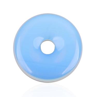 Imagem de GEM-Inside 40 mnm creme branco opalita pedra círculo rosquinhas contas para pingente fazer joias energia energia chakra massagem GuaSha ferramentas de raspagem