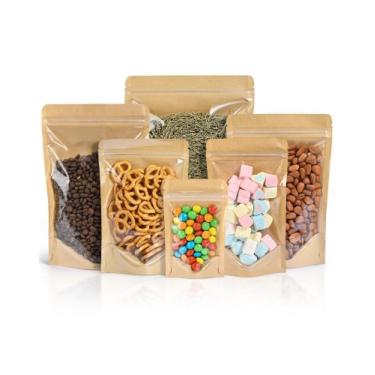 Imagem de Bolsas Stand Up FireKylin 100 unidades de sacos Kraft 14x20cm com jane