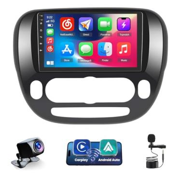 Imagem de Rádio veicular WiFi de 5 GHz para Kia Soul 2014 2015 2016 2017 (Manual A/C): [2G + 64G] Atualização de tela sensível ao toque de 9 polegadas para Kia Soul Car Stereo com Carplay sem fio Android Auto