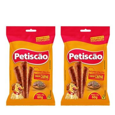 Imagem de Kit 2 Bifinho Mastigável Petiscão Palito Sabor Carne 60g